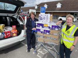 Every 2 weeks we collect food donations for Foodbank. Donations are delivered to the Foodbank distribution centre in Blurton. 
Last week we did a special run and collected 170 Eggs. A massive thank you to Tesco Meir Park, Club members and friends.